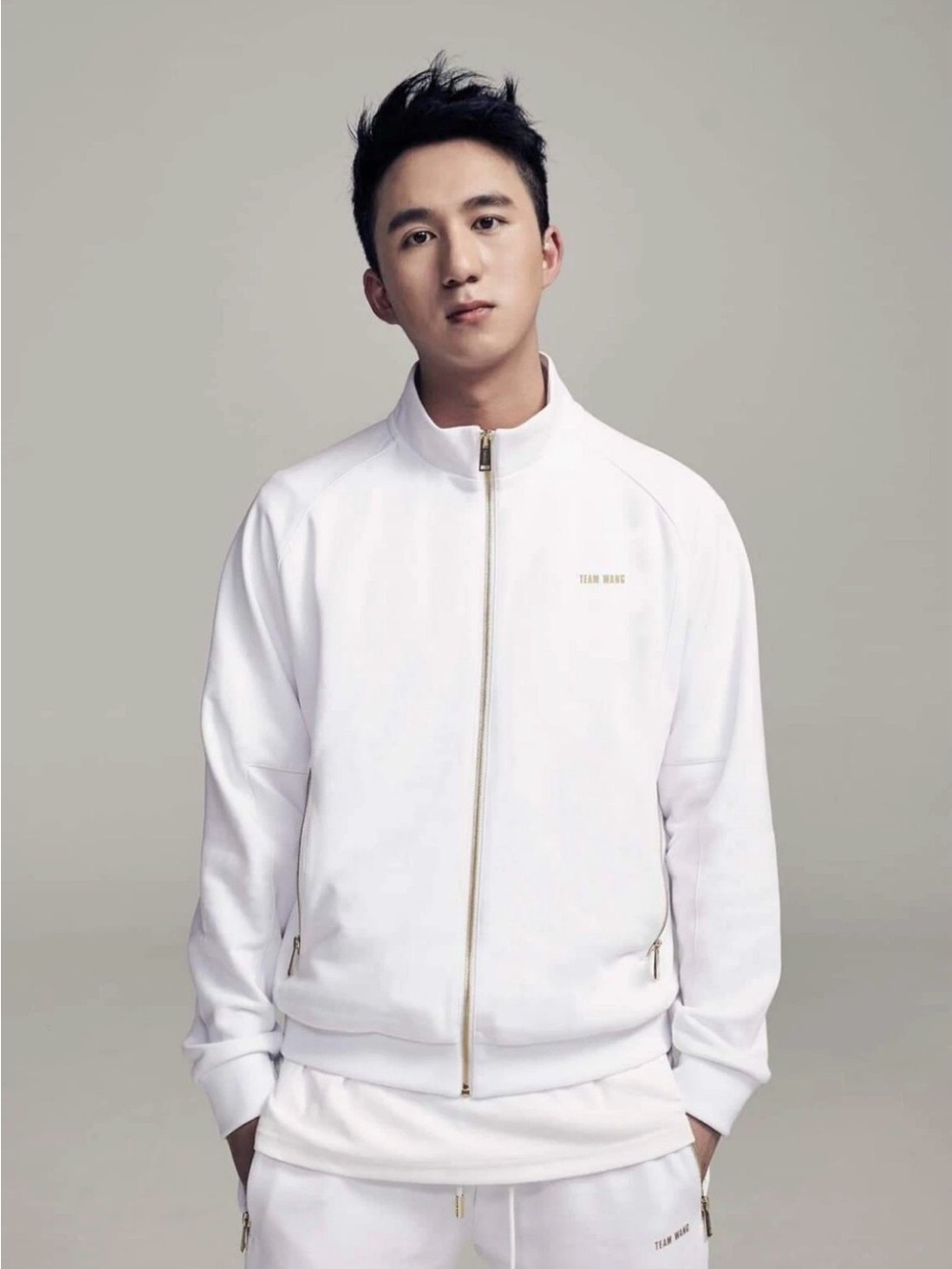 Team wang Jackson wang IPO tracksuit white gold luxury streetwear set Korean